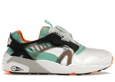 Pre-owned Puma Men's  Disc Blaze Og Hawaiian Ocean Sneakers In White/teal/orange