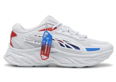 Pre-owned Puma Men's  Exotek Nitro Bmw Motorsport Sneakers In Silver Mist/pop Red/cool Cobalt Blue