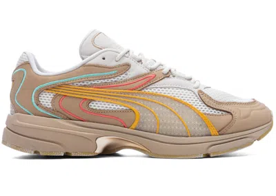 Pre-owned Puma Men's  Extos Vintage Feature Vegas Sneakers In Khaki/white/gold In Multi