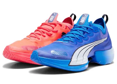 Pre-owned Puma Men's  Fastr Nitro Elite Red Mismatch Sneakers In For All Time Red/ultra Blue