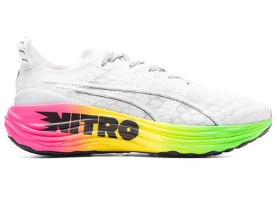 Pre-owned Puma Men's  Foreverrun Nitro Futrograde Sneakers In White/green Gecko In Multi