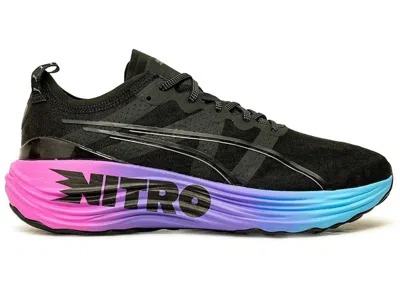 Pre-owned Puma Men's  Foreverrun Nitro Sunset Sneakers In Black/luminous Blue/electric Orchid