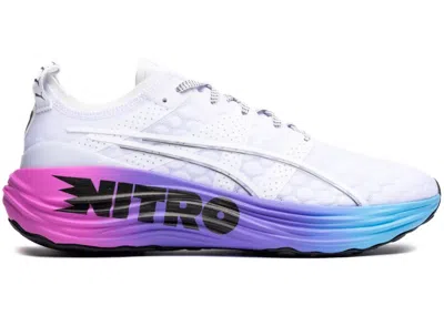 Pre-owned Puma Men's  Foreverrun Nitro Sunset Sneakers In White/luminous Blue/electric Orchid