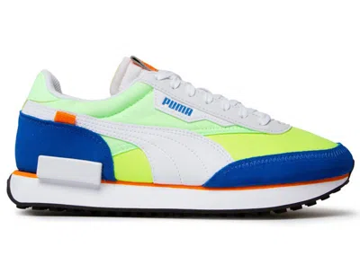 Pre-owned Puma Men's  Future Rider Play On Sneakers In White/fizzy Lime/royal In Multi