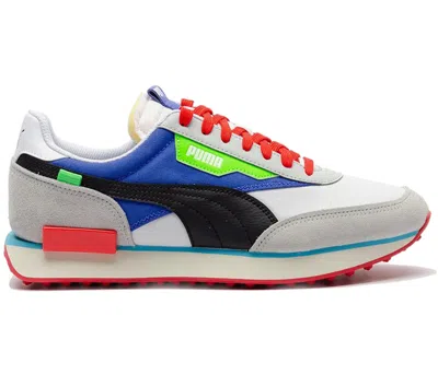 Pre-owned Puma Men's  Future Rider Ride On Sneakers In White/high Rise/dazzling Blue