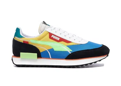 Pre-owned Puma Men's  Future Rider Twofold Sneakers In Palace Blue/elektro Green/maize