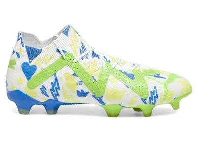Pre-owned Puma Men's  Future Ultimate Fg/ag Neymar Jr. Instituto Pack Sneakers In White/racing Blue/lemon Merin
