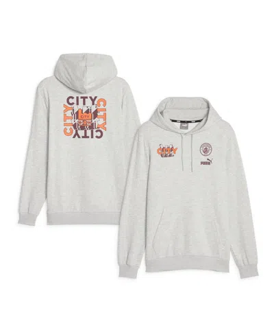 Puma Men's  Heather Gray Manchester City Ftblcore Graphic Pullover Hoodie