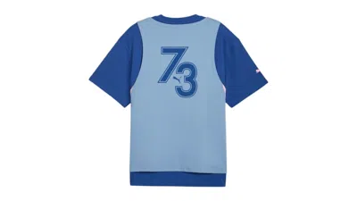 Pre-owned Puma Men's  Kidsuper Hoops Logo Crew Neck Short Sleeve T-shirt In Clyde Royal In Blue
