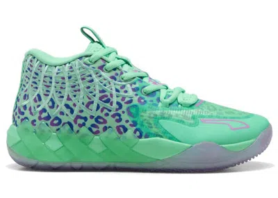 Pre-owned Puma Men's  Lamelo Ball Mb.01 Alien Safari Sneakers In Green Glimmer/pure Magenta/hyperlink Blue