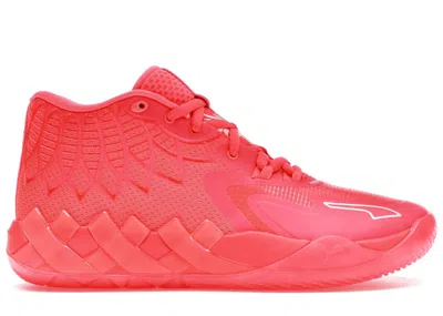 Pre-owned Puma Men's  Lamelo Ball Mb.01 Breast Cancer Awareness Sneakers In Pink Alert