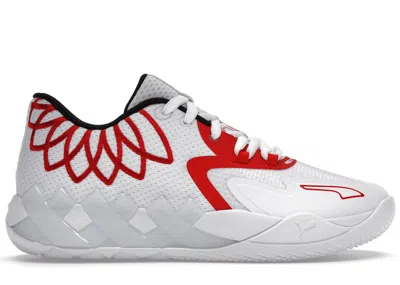 Pre-owned Puma Men's  Lamelo Ball Mb.01 Lo Team Colors White Sneakers In  White/high Risk Red In Multi