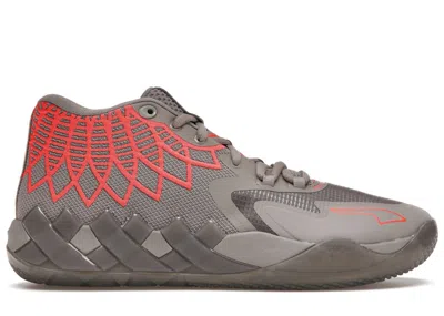 Pre-owned Puma Men's  Lamelo Ball Mb.01 Rock Ridge Blast Sneakers In Grey/red