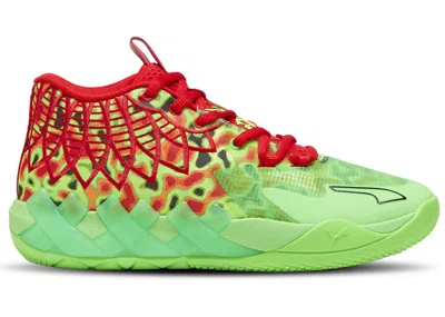 Pre-owned Puma Men's  Lamelo Ball Mb.01 Thermal Sneakers In Fluoro Green Pes/red/lime Squeeze