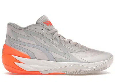Pre-owned Puma Men's  Lamelo Ball Mb.02 Gorangé Sneakers In Platinum Gray/ultra Orange In Multi