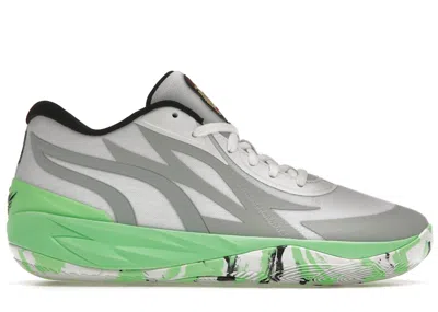 Pre-owned Puma Men's  Lamelo Ball Mb.02 Lo Lamelo Sneakers In Elektro Green/ White/grey In Multi