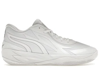 Pre-owned Puma Men's  Lamelo Ball Mb.02 Lo White Silver Sneakers In  White/ Silver