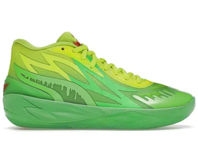 Pre-owned Puma Men's  Lamelo Ball Mb.02 Nickelodeon Slime Sneakers In Fluro Green/lime Squeeze