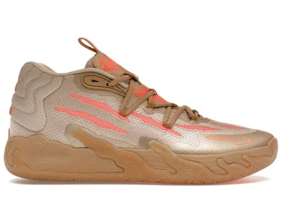 Pre-owned Puma Men's  Lamelo Ball Mb.03 Chinese New Year Sneakers In Gold/fluro/peach Pes