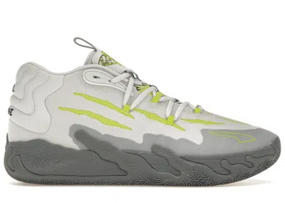 Pre-owned Puma Men's  Lamelo Ball Mb.03 Chino Hills Sneakers In Feather Gray/lime Smash