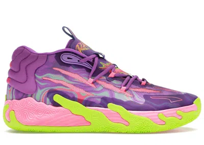 Pre-owned Puma Men's  Lamelo Ball Mb.03 Toxic Sneakers In Purple Glimmer/green Gecko