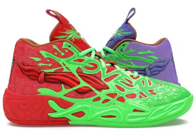 Pre-owned Puma Men's  Lamelo Ball Mb.04 Teenage Mutant Ninja Turtles Raphael & Donatello Sneakers In Fluro Gree