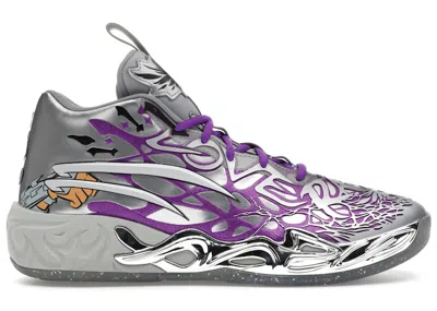 Pre-owned Puma Men's  Lamelo Ball Mb.04 Teenage Mutant Ninja Turtles Shredder Sneakers In Silver/purple