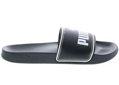 Pre-owned Puma Men's  Leadcat Ftr Slide Black Team Gold White Sneakers In  Black/ Team Gold/ White In Multi
