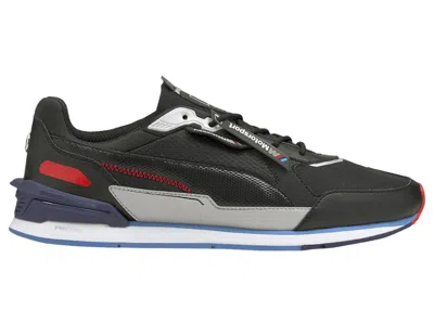 Pre-owned Puma Men's  Low Racer Bmw Motorsport Sneakers In Black/marina/white