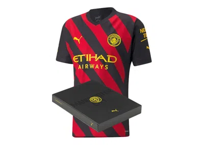 Pre-owned Puma Men's  Manchester City Authentic Away 2022/23 In Gift Box Jersey In Black/red