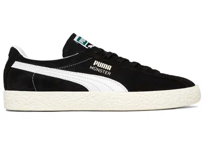 Pre-owned Puma Men's  Muenster Classic White Sneakers In Black/ White In Multi
