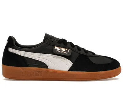 Pre-owned Puma Men's  Palermo Leather Sneakers In Black/feather Grey/gum