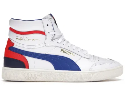 Pre-owned Puma Men's  Ralph Sampson Mid Og White Sneakers In  White/blue/red In Multi