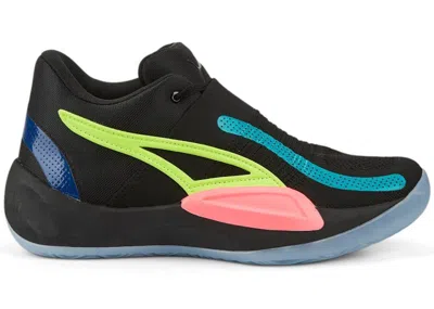 Pre-owned Puma Men's  Rise Nitro Sneakers In Black/sunset Glow In Multi