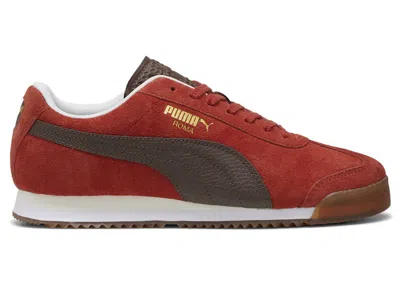 Pre-owned Puma Men's  Roma Suede Sneakers In Mars Red/espresso Brown/gum