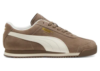 Pre-owned Puma Men's  Roma Suede Sneakers In Totally Taupe/warm White