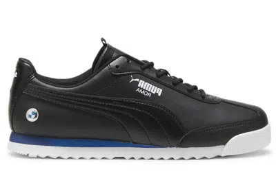 Pre-owned Puma Men's  Roma Via Bmw Motorsport Black Sneakers In  Black/cool Cobalt Blue