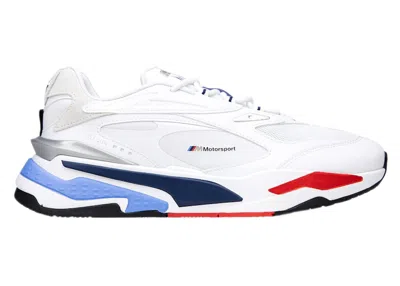 Pre-owned Puma Men's  Rsfast Bmw Motorsport Sneakers In White/marina/high Risk Red In Multi