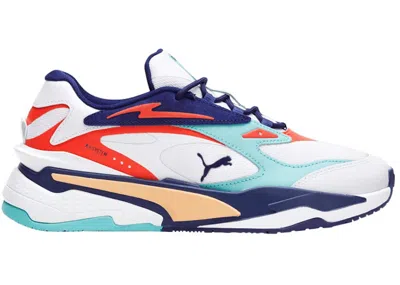 Pre-owned Puma Men's  Rsfast Courtside Sneakers In White/angel Blue/elektro Blue