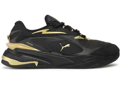 Pre-owned Puma Men's  Rsfast Metal V2 Sneakers In Black/team Gold In Multi