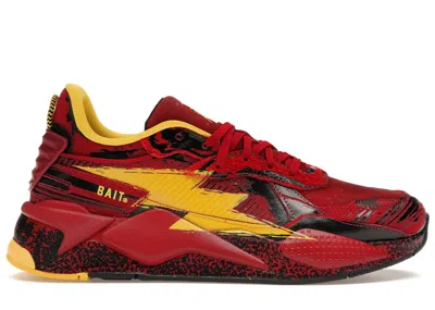 Pre-owned Puma Men's  Rsx Bait The Flash Sneakers In Burgundy/yellow/black