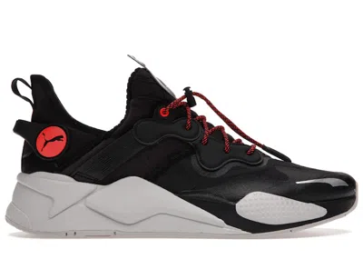 Pre-owned Puma Men's  Rsx T3ch X Thundercats Catâs Lair Sneakers In Black/ Silver/red Blast