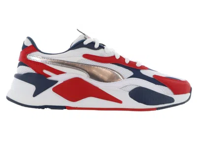 Pre-owned Puma Men's  Rsx3 Red Blue Sneakers In White/platinum Silver/high Risk Red In Multi