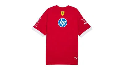 Pre-owned Puma Men's  Scuderia Ferrari Drivers Logo Crew Neck Short Sleeve T-shirt In Dark Cherry In Burgundy