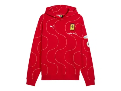 Pre-owned Puma Men's  Scuderia Ferrari Hp Monza Hoodie In Rosso Corsa In Red