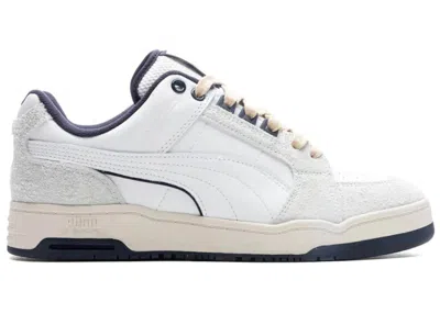 Pre-owned Puma Men's  Slipstream Lo Service Line Sneakers In White/new Navy Blue