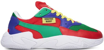 Pre-owned Puma Men's  Storm Chinatown Market Sneakers In High Risk Red/fern Green