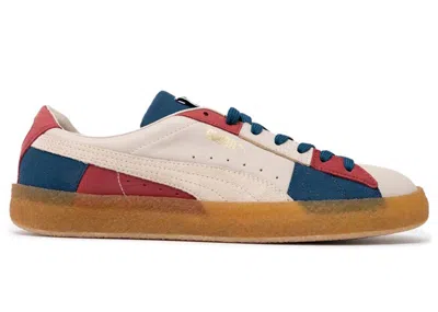 Pre-owned Puma Men's  Suede Crepe Patch Blue Red Sneakers In Peyote/intense Blue/intense Red In Multi