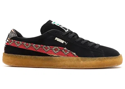 Pre-owned Puma Men's  Suede Crepe Pattern Sneakers In Black/gum/red