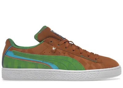 Pre-owned Puma Men's  Suede Minecraft Sneakers In Friar Brown/fern Green In Multi